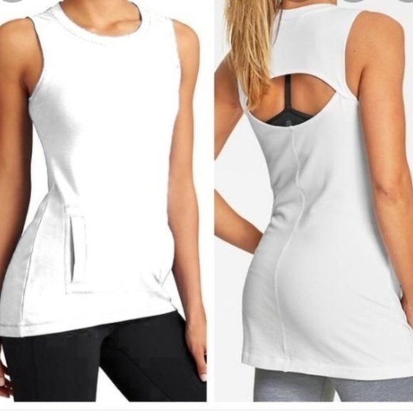 Athleta Women's Heather Gray Cutaway Sweatshirt Style Tunic Shirt Size Small - Picture 2 of 3